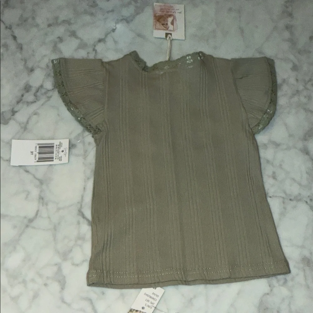 NWT Jessica Simpson Olive and Cream Floral Short Outfit 3Y